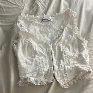 Princess Polly Ivory Lace-Edged Blouse